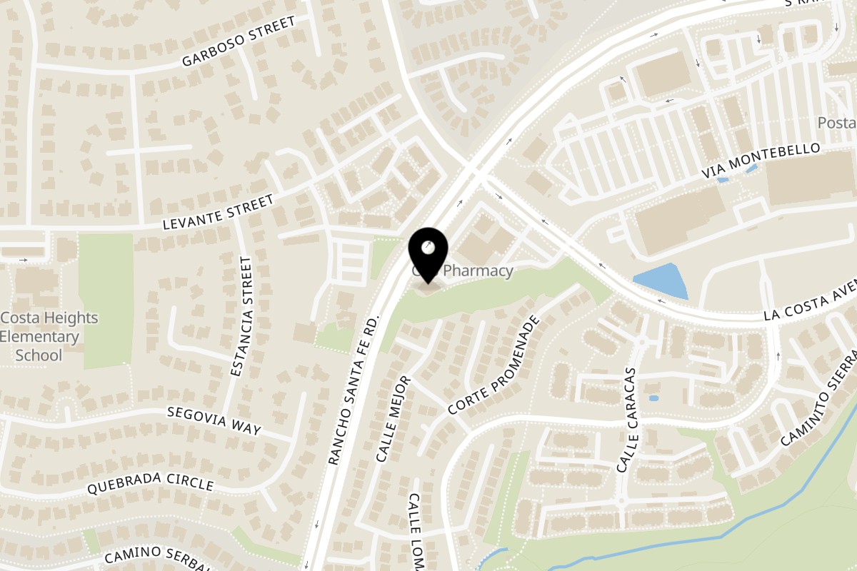 Map showing the location of Thai One On on 7750 Rancho Santa Fe Rd in Carlsbad